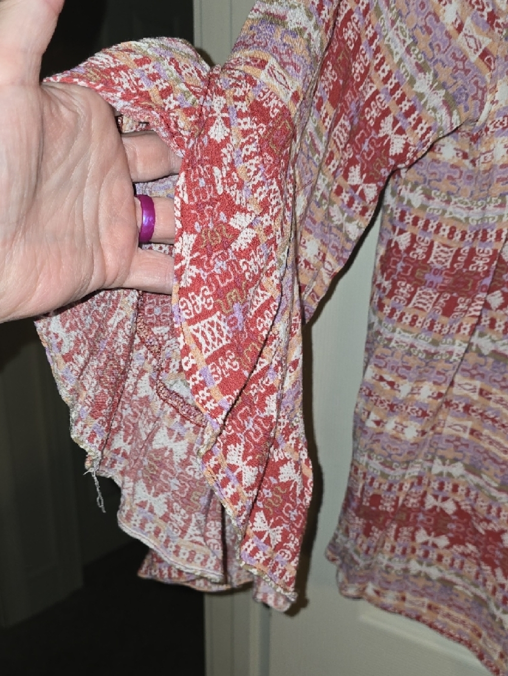 JohnPaulRichard Red Patterned Boho Tunic Top - Picture 4 of 5